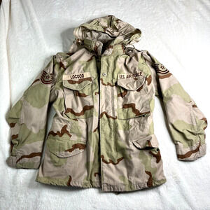 Vintage US Air Force Desert Camo Field Jacket Coat Cold Weather Size S
